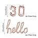 30th Birthday Rose Gold Hello 30 Cake Topper Script Letter Balloons Decorations Backdrop Decor For Her with Hello Thirty Birthday Party