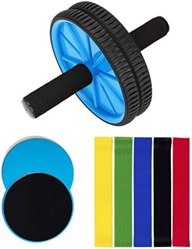 OLIVIA & AIDEN Ab Roller, Core Sliders, and Exercise Resistance Bands (8-Piece Set) Ultimate Workout and Abdominal Fitness Pack | Home Gym Training Equipment