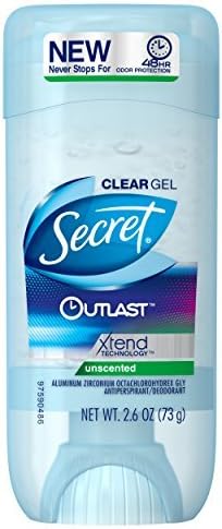 Secret Deodorant Outlast Clear Gel Unscented 2.6oz (2 Pack) by Secret Deodorant