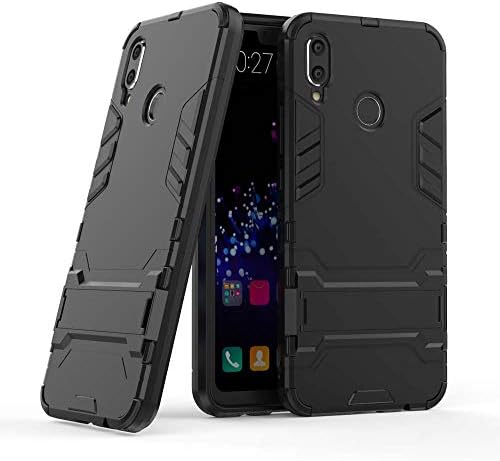 Huawei Nova 3i Armor Case,PC Hard Shell TPU Soft Silcone Bumper 2 in 1 Cover Hybrid Dual Layer Shell Cut-out Hard Back Cover Stand Function Case Ultra Slim Thin Bumper Extra Grip Case for Huawei Nova 3i - Black