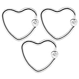 3pcs 16g Heart Hoop Earring CBR Captive Bead Rings Cartilage Daith Rook Helix Surgical Steel Auricle Crystal Ball - Clear