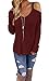 Jug&Po Womens Casual Cuffed 3 4 Long Sleeve Plaid Button Down Shirts Blouse Tops (X-Large, Z-Wine Red)