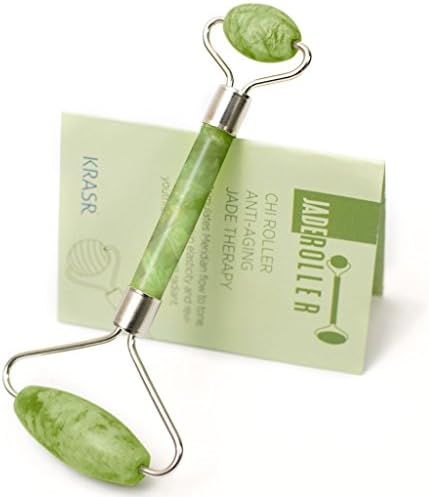 The Original Jade Roller for Beautiful Skin Detox - Facial Body Eyes Neck Massager Tool Reduce Wrinkles Aging - Original Natural Jade Stone with Bag by Krasr