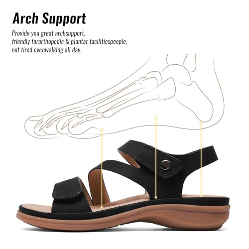 Littleplum Womens Flat Sandals with Arch Support Ladies Cushion Comfortable Casual Walking Sandals