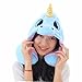 Travel Neck Pillow - Cute Blue Unicorn Shading Hoodie U Soft Pillow for Boy and Girl (Blue)