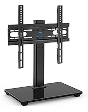 PERLESMITH Universal TV Stand - Table Top TV Stand for 32-55 inch LCD LED TVs - Height Adjustable TV Base Stand with Tempered Glass Base & Wire Management, VESA 400x400mm