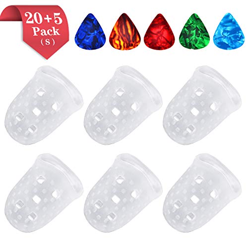Guitar Silicone Finger Protector,Thumb Finger Picks,Guitar Sets for Acoustic Guitar Ukulele Kalimba Starter and Other String Instrument