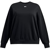 Under Armour Women Rival Fleece Oversized Crew, (001) Black / / White, 1X