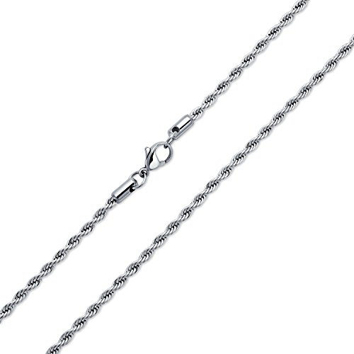 Bling jewelry mens unisex stainless steel rope chain ne…