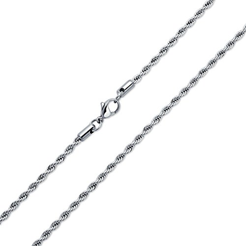 UPC 640626649100, Bling Jewelry Mens Unisex Stainless Steel Rope Chain Necklace 2.5mm