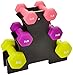 Signature Fitness Neoprene Dumbbell Hand Weights, Anti-Slip, Anti-roll, Hex Shape Colorful, Pair or Set with Stand
