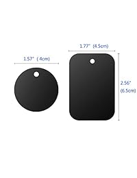 Placa de metal 8 unidades Universal para soporte de coche magnético teléfono, soporte con calcomanía de 3.3 yard (compatible con soportes)   4 Rectángulo y 4 redondo, magnético, color negro