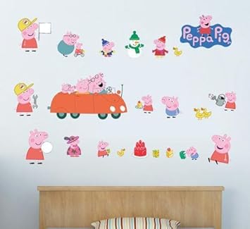 Peppa Pig y familia pegatinas decorativas para pared - ideal para ...