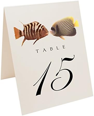 Documents and Designs Kissing Fish Table Numbers (Select Quantity), Champagne, 1-10