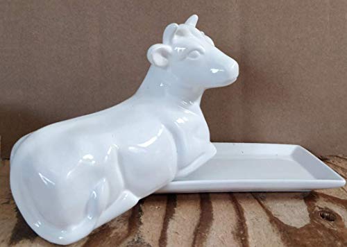 Butter Dish Cow Shaped White Ceramic / Porcelain by Chefcaptain