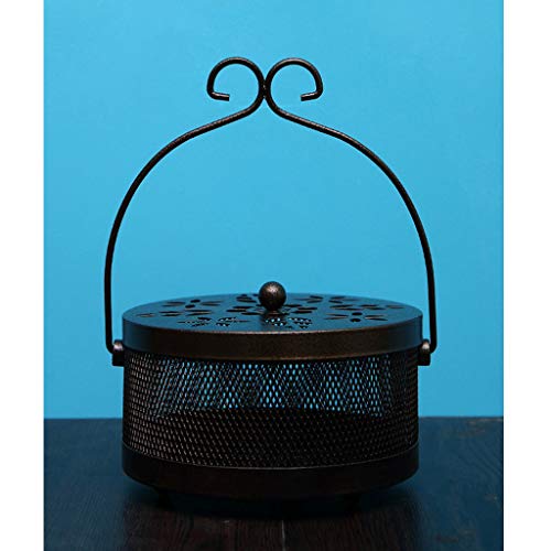DIGOOD Mosquito Coil Holder Retro Portable Mosquito Incense Burner for Home and Garden (Brown) - Thumbnail 2