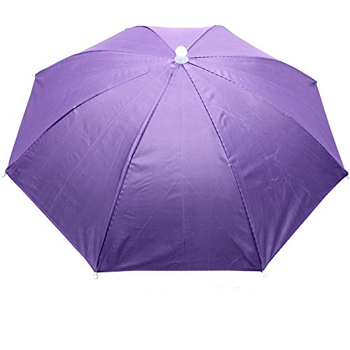 Head Headband Umbrella Hat, Folding Headwear 26â€ Elastic Headband Sun Rain Gardening Umbrella Hat Cap for Party, Fishing Campaing (Purple)
