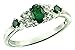 RB Gems Sterling Silver 925 Dainty Band Ring Genuine Gems Oval 5x3 mm, 0.54 ctw Rhodium-Plated Finish (Emerald, 8)