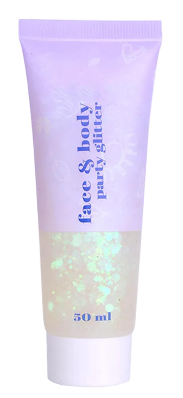 EOGRFW Body Glitter Gel,Face Glitters Body Gel for Girl,50ml Shimmer Liquid Eyeshadow,Chunky Glitter for Face Hair Nails DIY Makeup,Holographic Glitter Gel Festival Glitter Makeup (White)