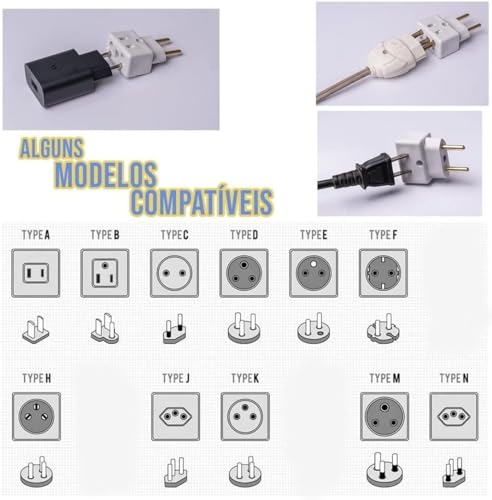 Kit 3 Adaptadores de Tomada Universal Bob Esponja Benjamin 10A/20A até 250V, Para 2 e 3 Pinos Grosso e Fino, Bivolt 110V/220V para Secadores, Chapinhas, Air Fryer, Eletrodomésticos e Eletrônicos