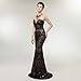 Leyidress Women's Sexy Sequins Trumpet Mermaid Dresses Evening Dress Long Party Prom Gown 4 Black
