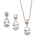Mariell 14K Rose Gold Plated CZ Teardrop Bridal Necklace and Earring Set for Weddings, Bridesmaids & Prom