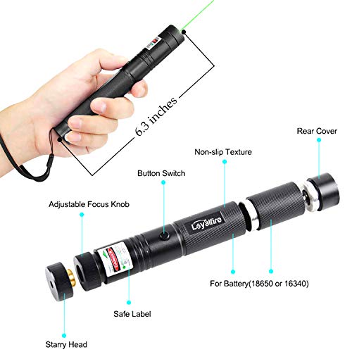 Green Light Pointer, Loyalfire Tactical High Power Pen Visible Beam with Adjustable Focus for Hunting Hiking Outdoor Projector Travel Flashlight LED Interactive Baton