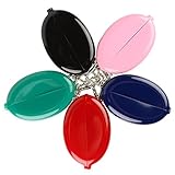 Set of 5 â€“ Plastic Squeeze Coin Wallet, Change Pouch, Money Holder Purse with Keychain Ring, Made in USA
