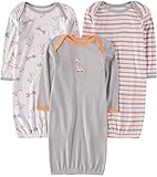 Wan-A-Beez Baby Boys' and Girls' 3 Pack Printed Gowns (0-6 Months, Orange Giraffe)