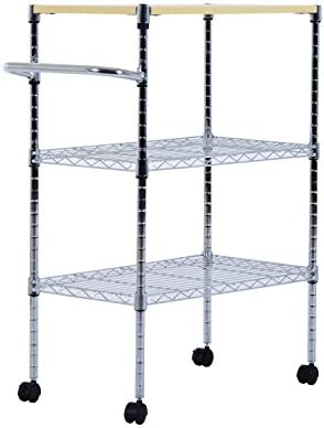 Portable Rolling Wire Shelf Kitchen Storage Utility Trolley Cart New Chrome 24"L