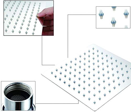 Alta Presión Montaje Fijo de Cabeza de Ducha de lluvia-12 Pulgadas/30cm Gran Cuadrada 304 de Acero Inoxidable Ducha de Spray - 1/2'' Conector, Rotación de 360 Grados-con Boquilla de Silicona- Ultra Fino Ahorro de Agua Regaderas Fijas para Baño Gigante Piso Individual-RabbitStorm (12 Pulgadas)