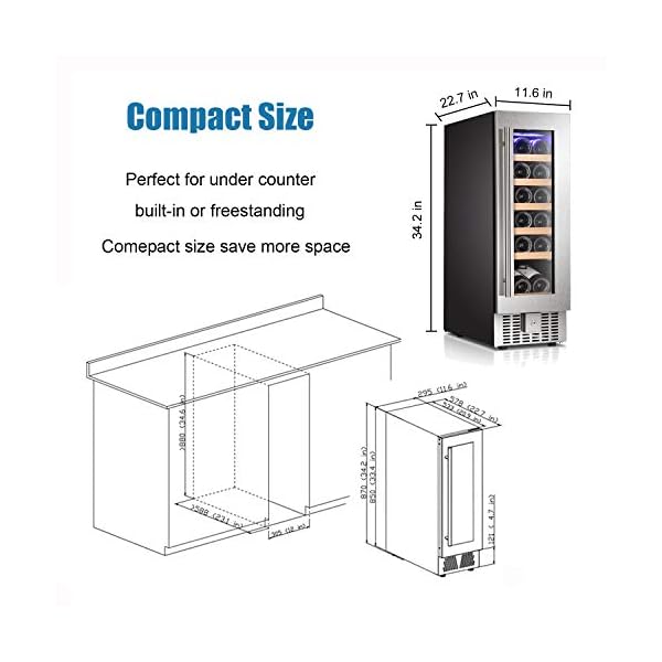 Antarctic-Star-12-Wine-Cooler-Beverage-Refrigerator-Beer-Mini-Fridge-18-Bottles-Single-Zone-Built-in-Freestanding-Stainless-Steel-Double-Layer-Tempered-Digital-Temperature-Memory-Function-Glass-Door