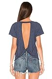 Blooming Jelly Women's Sexy Backless Short Sleeve Top Back Knot Casual Shirt Tee(L)