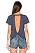 Blooming Jelly Women's Sexy Backless Short Sleeve Top Open Back Knot Casual Shirt Tee(L) Blue