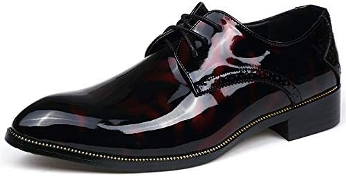 Jingkeke Men's Lace-up Formal Business Oxfords British Style PU Patent Leather Casual Dress Shoes Eye-catching