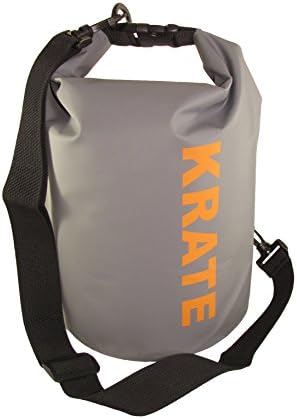 KRATE 5L Waterproof Dry Bag with Roll-Top Closure &amp; Removable / Adjustable Shoulder Strap - Keep Your Gear Dry when Kayaking, Canoeing, Boating, Fishing, Snowboarding, Snorkeling, Rafting (2 Pack)
