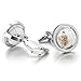 INBLUE Men's Rhodium Plated Cufflinks Silver White Globe Shirt Wedding