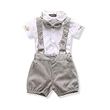 Ferenyi US Baby Boys Bowtie Gentleman Romper Jumpsuit Overalls Rompers (13-18 months, Gray 2)