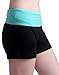 HDE Women's Activewear Colorblock Stretch Foldover Workout Yoga Fitness Shorts (Black and Teal, X-Large)