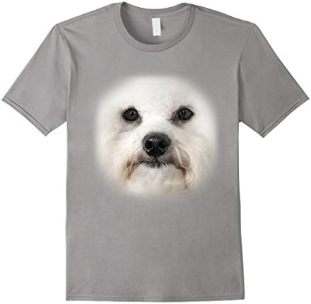 Mens Bichon Frise T shirts - Bichon Frise Face Shirt Large Slate