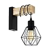 Eglo Townshend 5 wandlamp, vintage wandlamp met 1 vlam in industrieel design, retrolamp van staal en hout, kleur: zwart…