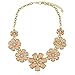 LUX ACCESSORIES Peach Floral Flower Pave Crystal Statement Necklace