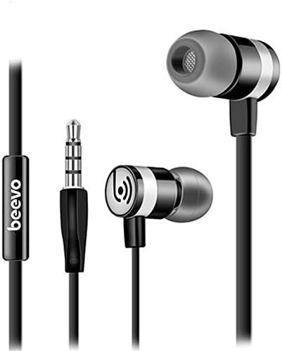 BearBizz EM330 3.5mm In-ear Music Headphones Earphones, hands-free with mic for iPhone Android PC Laptop (Black)
