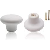 M MIMHOOY 8 Pack White Ceramic Cabinet Knobs Round Shape Drawer Knob Kitchen Cupboard Pull Handle with Screws