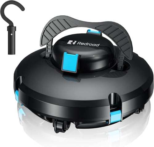 Redroad Cordless Robotic Pool Cleaner,Automatic Pool Vacuum Lasts 150Mins,Powerful Suction,Self-Parking, Maximum Climbing Angle 18 Degrees,Lightweight for Above/Inground Pools Up to 1200 Sq.Ft.