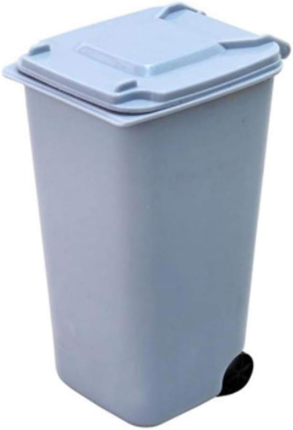 Mackur Mini Trash Can Plastic with Covered 16 * 10.5 * 8CM​ Desktops Kitchen Living Room Office Table Desk Garbage Bin Trash Can 1 Piece (Blue)