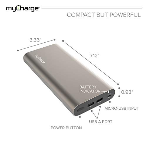 myCharge Portable Charger Power Bank - RazorSuper 24000 mAh | Dual Port (USB A/USB C) External Battery Pack Universal Cell Phone Charger for Apple iPhone & Android Samsung Galaxy and More