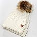 allydrew Winter Warm Soft Knit Beanie with Faux Fur Pom Pom, Mommy & Me Ivory Beanie