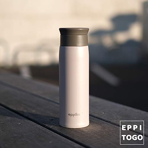 eppikan eppiToGo Edelstahl Thermobecher- Isolierbecher, Kaffee-to-go Becher, 350 ml, 500 ml Travel Mug, Autobecher, auslaufsicher mit hygienischer 360°-Trinköffnung (Powder Green, 500 ml) – Bild 5