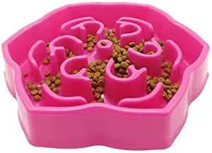 ROFTEK Food Bowl Stop Bloat Cat Slow Down Feeding Dog Hunting No Chock Feed Pet Bowl Slow Feeder Dog Bowl (Rose3)